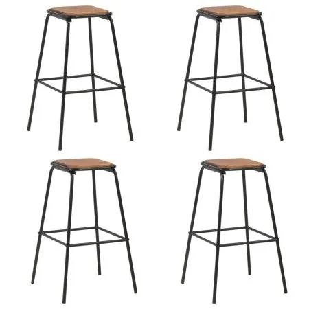 Küchenhocker 4 Stück aus massivem Kiefernholz und schwarzem Stahl von vidaXL, Küchenhocker - Ref: Foro24-3054556, Preis: 184,...