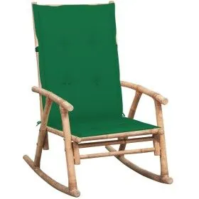 Silla mecedora con cojín bambú de vidaXL, Sillas de jardín - Ref: Foro24-3063908, Precio: 149,63 €, Descuento: %
