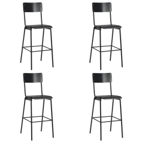 Taburetes de cocina 4 uds madera contrachapada y acero negro de vidaXL, Taburetes de cocina - Ref: Foro24-3054566, Precio: 40...