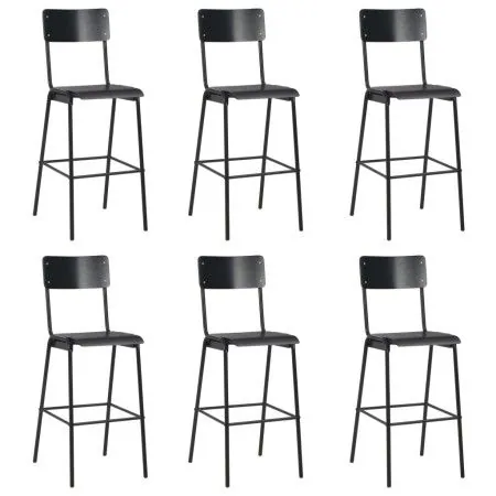 6 Stück Küchenhocker aus Sperrholz und schwarzem Stahl von vidaXL, Küchenhocker - Ref: Foro24-3054567, Preis: 607,47 €, Rabat...