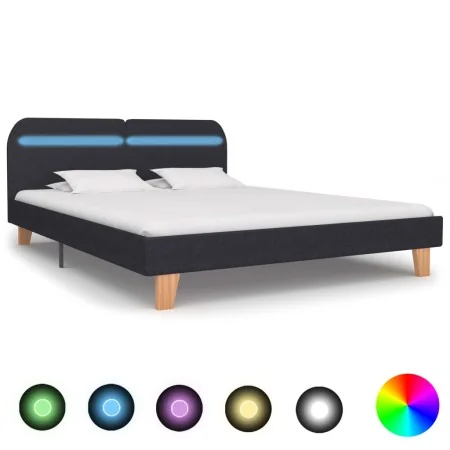 Estructura de cama con LED tela gris oscuro 180x200 cm de vidaXL, Camas y somieres - Ref: Foro24-280895, Precio: 177,37 €, De...