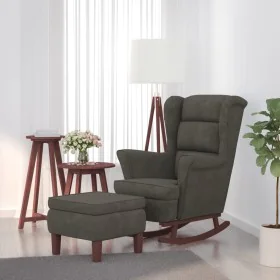 Sillón mecedora patas madera y taburete terciopelo gris oscuro de vidaXL, Mecedoras - Ref: Foro24-3121231, Precio: 287,94 €, ...