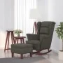 Sillón mecedora patas madera y taburete terciopelo gris oscuro de vidaXL, Mecedoras - Ref: Foro24-3121231, Precio: 287,94 €, ...