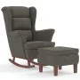 Sillón mecedora patas madera y taburete terciopelo gris oscuro de vidaXL, Mecedoras - Ref: Foro24-3121231, Precio: 287,94 €, ...