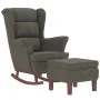 Sillón mecedora patas madera y taburete terciopelo gris oscuro de vidaXL, Mecedoras - Ref: Foro24-3121231, Precio: 287,94 €, ...