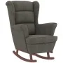 Sillón mecedora patas madera y taburete terciopelo gris oscuro de vidaXL, Mecedoras - Ref: Foro24-3121231, Precio: 287,94 €, ...