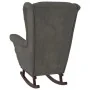 Sillón mecedora patas madera y taburete terciopelo gris oscuro de vidaXL, Mecedoras - Ref: Foro24-3121231, Precio: 287,94 €, ...