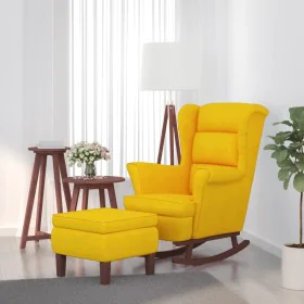 Sillón mecedora patas madera y taburete terciopelo amarillo de vidaXL, Mecedoras - Ref: Foro24-3121237, Precio: 254,52 €, Des...