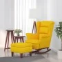 Sillón mecedora patas madera y taburete terciopelo amarillo de vidaXL, Mecedoras - Ref: Foro24-3121237, Precio: 254,52 €, Des...