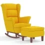 Sillón mecedora patas madera y taburete terciopelo amarillo de vidaXL, Mecedoras - Ref: Foro24-3121237, Precio: 254,52 €, Des...
