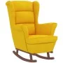 Sillón mecedora patas madera y taburete terciopelo amarillo de vidaXL, Mecedoras - Ref: Foro24-3121237, Precio: 254,52 €, Des...