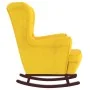 Sillón mecedora patas madera y taburete terciopelo amarillo de vidaXL, Mecedoras - Ref: Foro24-3121237, Precio: 254,52 €, Des...