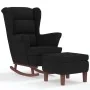 Sillón mecedora patas madera y taburete terciopelo negro de vidaXL, Mecedoras - Ref: Foro24-3121236, Precio: 279,49 €, Descue...