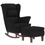 Sillón mecedora patas madera y taburete terciopelo negro de vidaXL, Mecedoras - Ref: Foro24-3121236, Precio: 279,49 €, Descue...