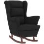 Sillón mecedora patas madera y taburete terciopelo negro de vidaXL, Mecedoras - Ref: Foro24-3121236, Precio: 279,49 €, Descue...