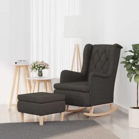 Sillón con patas mecedoras y taburete de tela gris oscuro de vidaXL, Sillones - Ref: Foro24-3121273, Precio: 265,23 €, Descue...