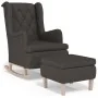 Sillón con patas mecedoras y taburete de tela gris oscuro de vidaXL, Sillones - Ref: Foro24-3121273, Precio: 265,23 €, Descue...