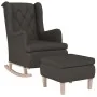 Sillón con patas mecedoras y taburete de tela gris oscuro de vidaXL, Sillones - Ref: Foro24-3121273, Precio: 265,23 €, Descue...