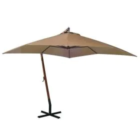 Sombrilla colgante con palo madera maciza abeto gris taupe 3x3m de vidaXL, Sombrillas - Ref: Foro24-313775, Precio: 138,16 €,...