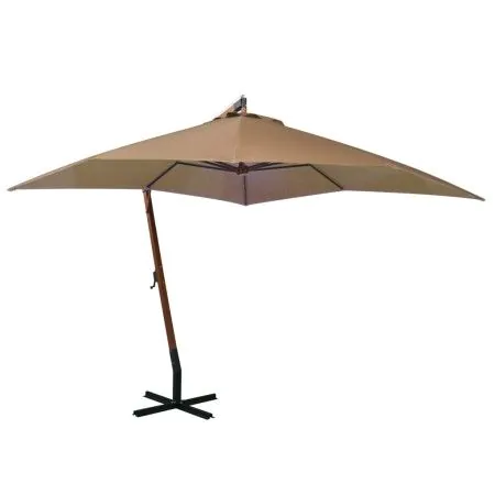 Sombrilla colgante con palo madera maciza abeto gris taupe 3x3m de vidaXL, Sombrillas - Ref: Foro24-313775, Precio: 138,16 €,...