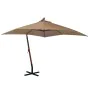 Sombrilla colgante con palo madera maciza abeto gris taupe 3x3m de vidaXL, Sombrillas - Ref: Foro24-313775, Precio: 138,16 €,...