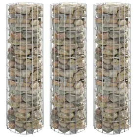 Arriate gaviones circular 3 uds acero galvanizado Ø30x100 cm de vidaXL, Maceteros y jardineras - Ref: Foro24-152020, Precio: ...