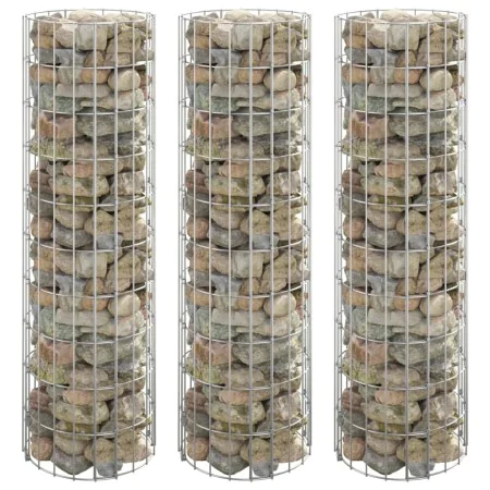 Arriate gaviones circular 3 uds acero galvanizado Ø30x100 cm de vidaXL, Maceteros y jardineras - Ref: Foro24-152020, Precio: ...