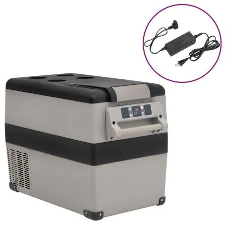 Nevera con asa y adaptador PP y PE negro y gris 55 L de vidaXL, Neveras - Ref: Foro24-3154643, Precio: 525,96 €, Descuento: %