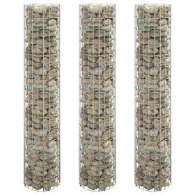 Rundes Gabionenbett 3 Einheiten aus verzinktem Stahl Ø30x150 cm von vidaXL, Töpfe und Pflanzgefäße - Ref: Foro24-152021, Prei...