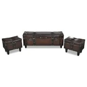 3-teiliges Set brauner Aufbewahrungsbänke von vidaXL, Bänke für Hallen und Lager - Ref: Foro24-240551, Preis: 263,19 €, Rabat...
