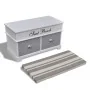 Banco baúl de madera y cojin gris, con cajones de vidaXL, Bancos para recibidores y almacenamiento - Ref: Foro24-240802, Prec...