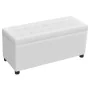 Otomana de almacenamiento de cuero artificial blanco de vidaXL, Bancos para recibidores y almacenamiento - Ref: Foro24-242406...
