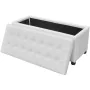 Otomana de almacenamiento de cuero artificial blanco de vidaXL, Bancos para recibidores y almacenamiento - Ref: Foro24-242406...
