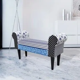Banco patchwork azul y blanco de vidaXL, Bancos para recibidores y almacenamiento - Ref: Foro24-240881, Precio: 141,68 €, Des...