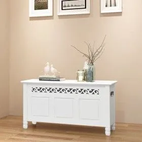 Banco de almacenamiento estilo barroco MDF blanco de vidaXL, Bancos para recibidores y almacenamiento - Ref: Foro24-242646, P...