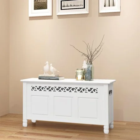 Banco de almacenamiento estilo barroco MDF blanco de vidaXL, Bancos para recibidores y almacenamiento - Ref: Foro24-242646, P...