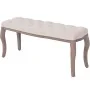 Bank aus Massivholz und cremeweißem Leinen, 110 x 38 x 48 cm von vidaXL, Bänke für Hallen und Lager - Ref: Foro24-245359, Pre...