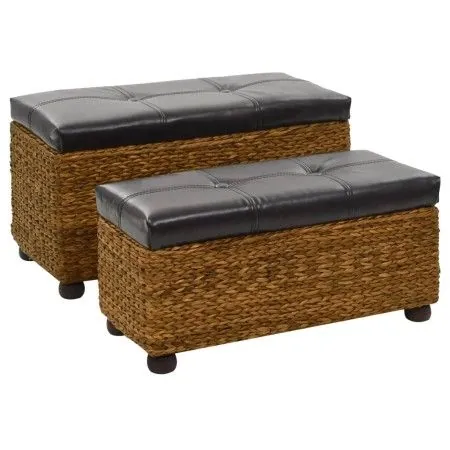 Brown seagrass 2-piece bench set by vidaXL, Benches for halls and storage - Ref: Foro24-246108, Price: 148,84 €, Discount: %