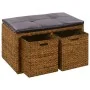 Bank with 2 baskets seagrass 71x40x42 cm brown by vidaXL, Benches for halls and storage - Ref: Foro24-246118, Price: 130,63 €...