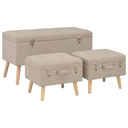 Aufbewahrungshocker 3 Stück beige Stoff von vidaXL, Bänke für Hallen und Lager - Ref: Foro24-247524, Preis: 146,11 €, Rabatt: %