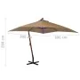 Sombrilla colgante con palo madera maciza abeto gris taupe 3x3m de vidaXL, Sombrillas - Ref: Foro24-313775, Precio: 138,16 €,...