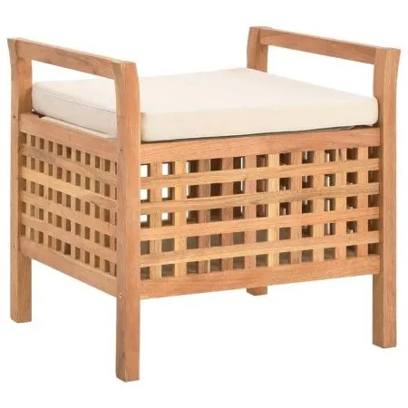 Banco de almacenamiento de madera maciza de nogal 49x48x49 cm by vidaXL, Benches for halls and storage - Ref: Foro24-247609, ...