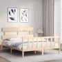 Bed frame with solid wood headboard 160x200 cm by vidaXL, Beds and slatted bases - Ref: Foro24-3193281, Price: 124,93 €, Disc...