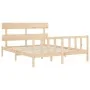Bed frame with solid wood headboard 160x200 cm by vidaXL, Beds and slatted bases - Ref: Foro24-3193281, Price: 124,93 €, Disc...