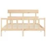 Bed frame with solid wood headboard 160x200 cm by vidaXL, Beds and slatted bases - Ref: Foro24-3193281, Price: 124,93 €, Disc...