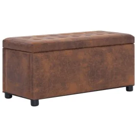 Brown Faux Suede Leather Storage Ottoman 87.5cm by vidaXL, Benches for halls and storage - Ref: Foro24-281375, Price: 126,59 ...
