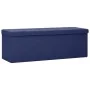 Banco de almacenamiento plegable lino sintético azul de vidaXL, Bancos para recibidores y almacenamiento - Ref: Foro24-338795...