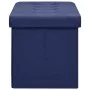 Banco de almacenamiento plegable lino sintético azul de vidaXL, Bancos para recibidores y almacenamiento - Ref: Foro24-338795...