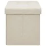 Cream White Faux Linen Folding Storage Bench by vidaXL, Benches for halls and storage - Ref: Foro24-338792, Price: 60,34 €, D...