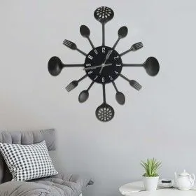 Reloj de pared diseño cuchara y tenedor negro 40 cm aluminio de vidaXL, Relojes de pared - Ref: Foro24-325163, Precio: 30,58 ...